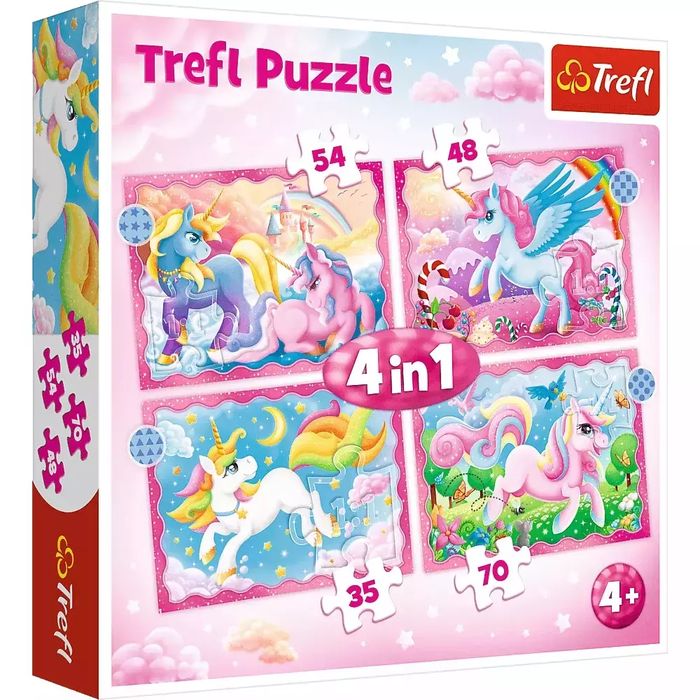 Puzzle 4w1. Jednorożce i magia. Trefl