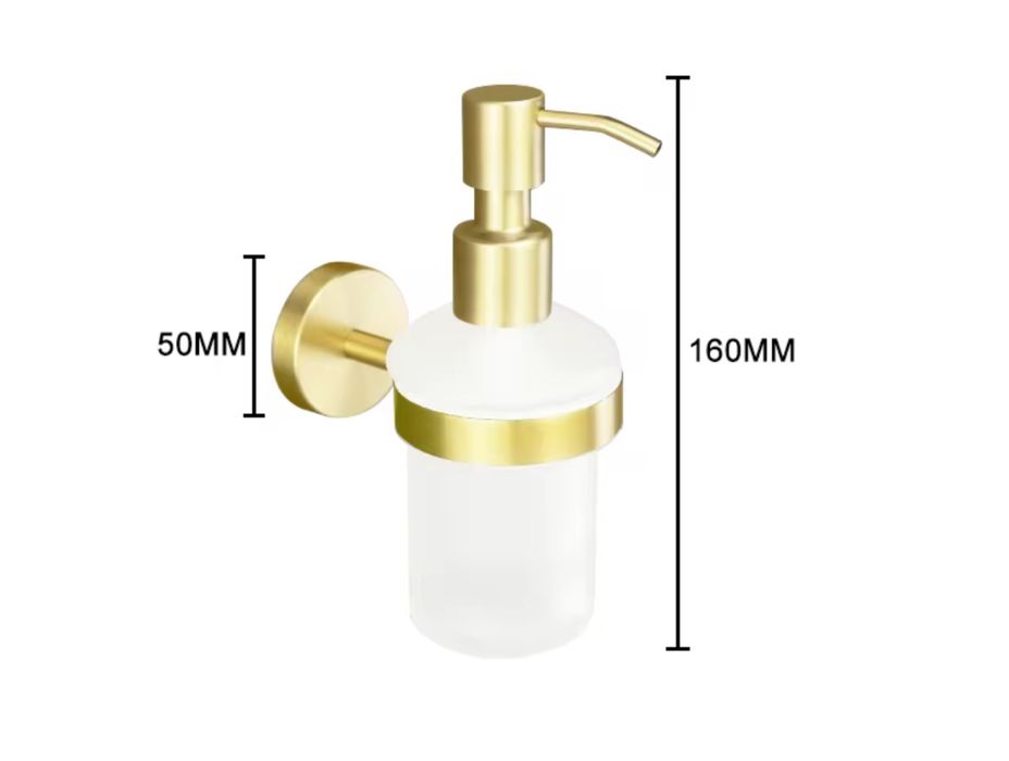 Dozownik na mydlo szczotkowane zloto nowy na ścianę ścienny