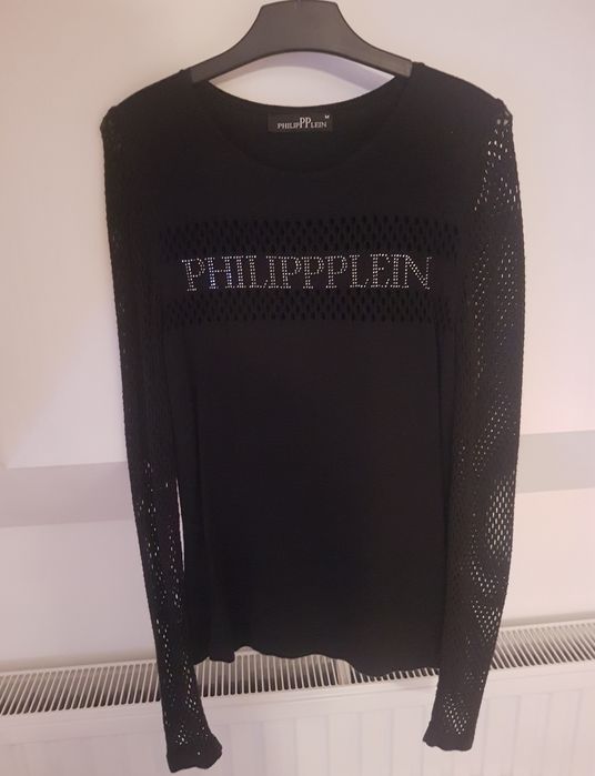 PHILIPP PLEIN sweter sweterek jak nowy koszulka granatowa siateczka M