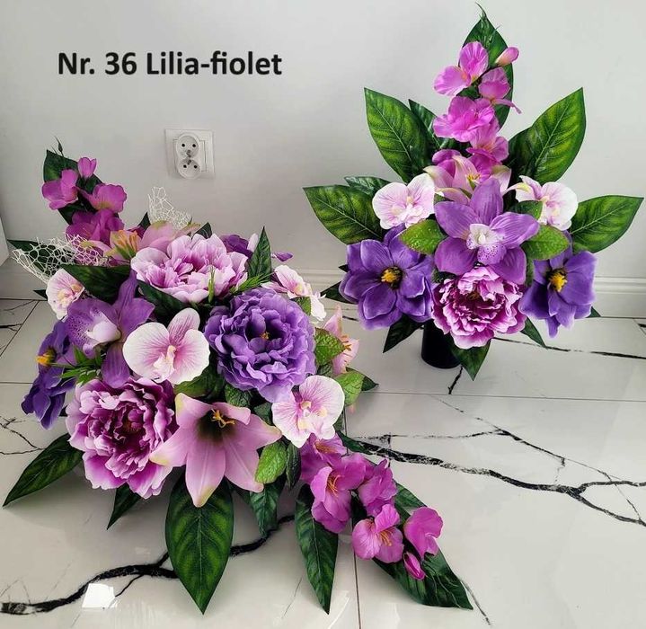 Komplet Stroik na grób, Cmentarz, Kompozycja kwiatowa ,Wiązanka bukiet