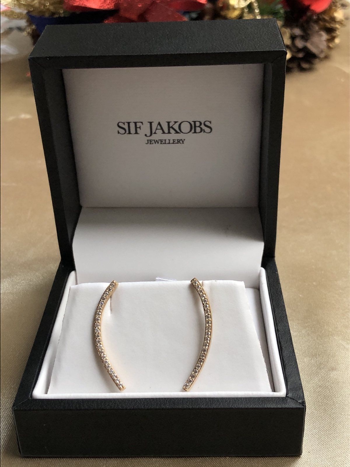 Серебряные серьги, позолота пусети Sif Jakobs (Thomas Sabo) цирконій,