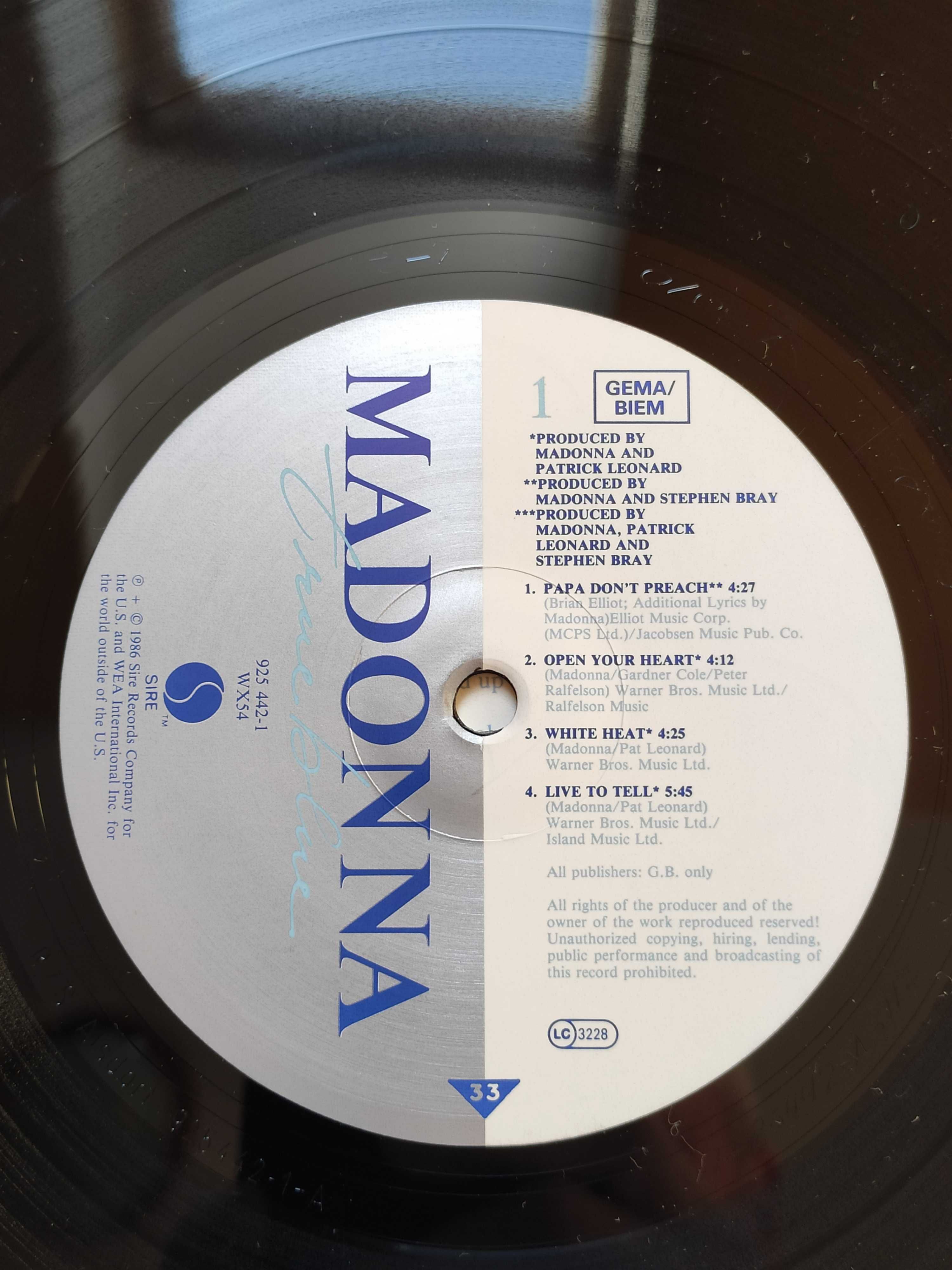 Madonna LP True Blue, 1. wyd. euro. 1986, winyl LA ISLA BONITA