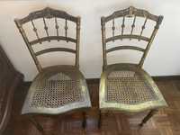 Cadeiras Napoleão III douradas e com palhinha