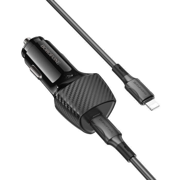 Borofone Ładowarka samochodowa BZ31B Typ C PD 30W z kablem czarna
