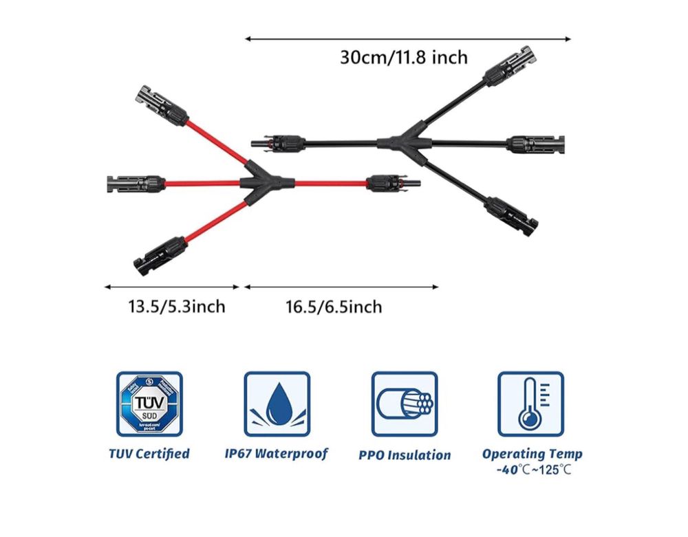 Conjunto de adaptadores em Y para fichas solares 3xMC4