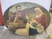 Obraz Świętej Rodziny namalowany na tekturze