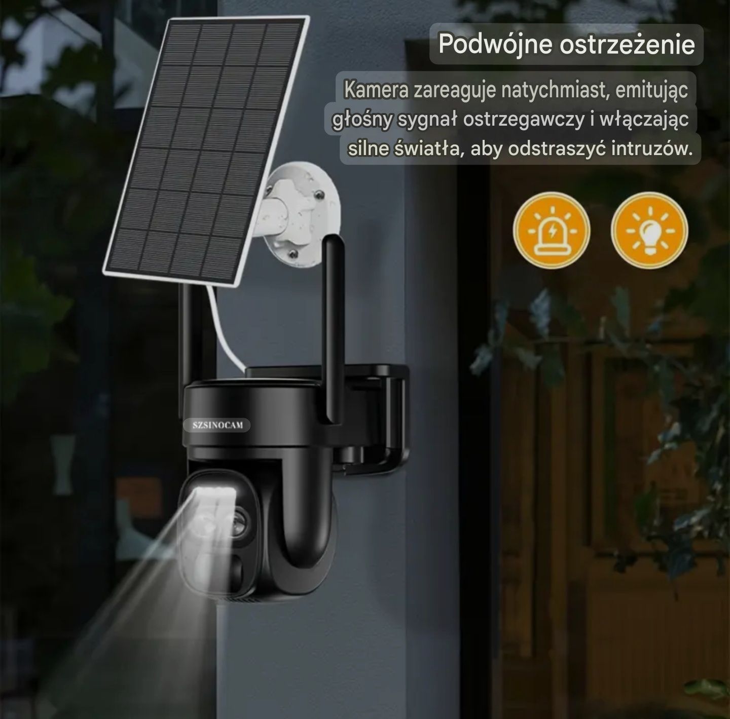 Kamera Solarna WiFi 8MP IP66 Obrotowa 2 obiektywy