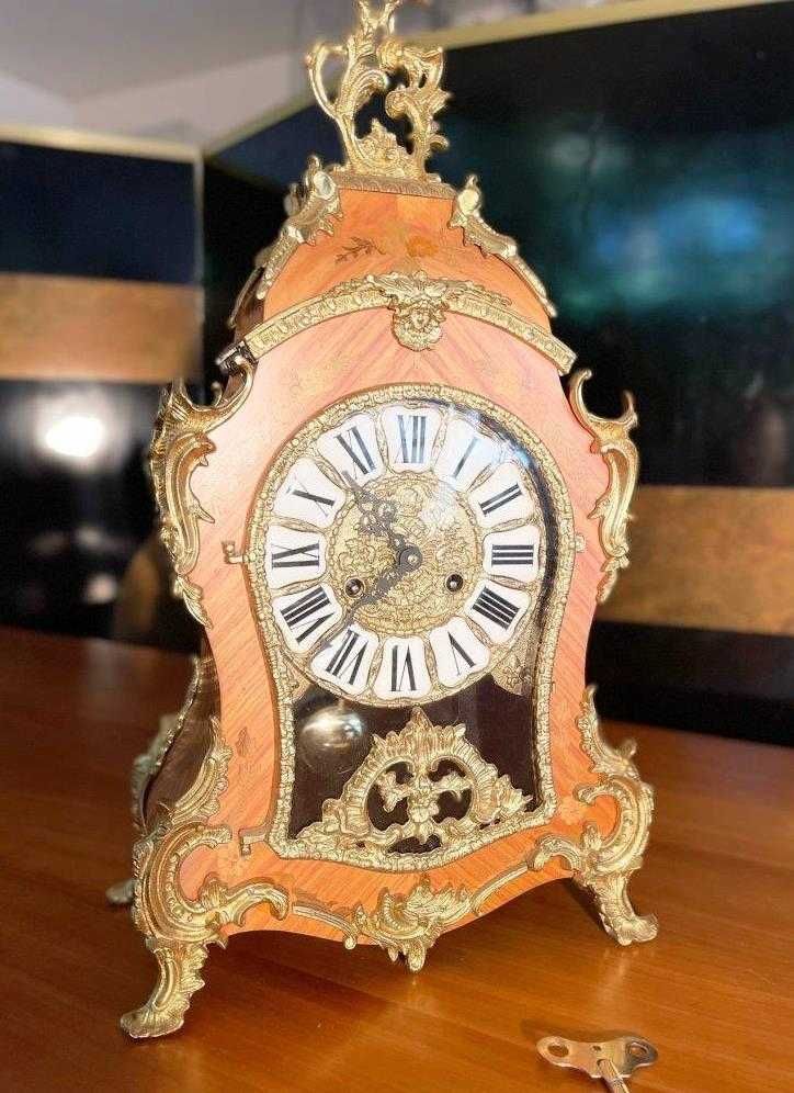 Stary zegar kominkowy Boulle gong dwutonowy nr 29H