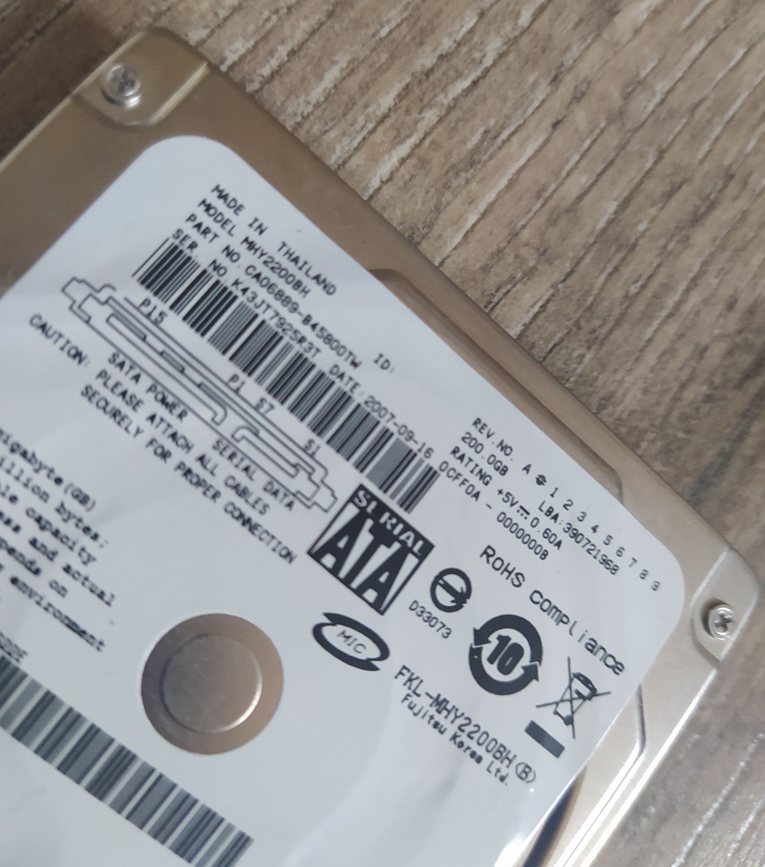 Dysk HDD 200GB 2.5' Sprawy Wysyłka