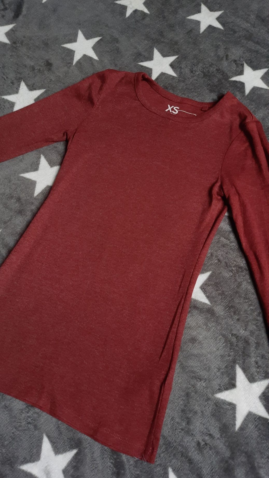 Burgundowa/ bordowa koszulka longsleeve New Yorker rozmiar XS