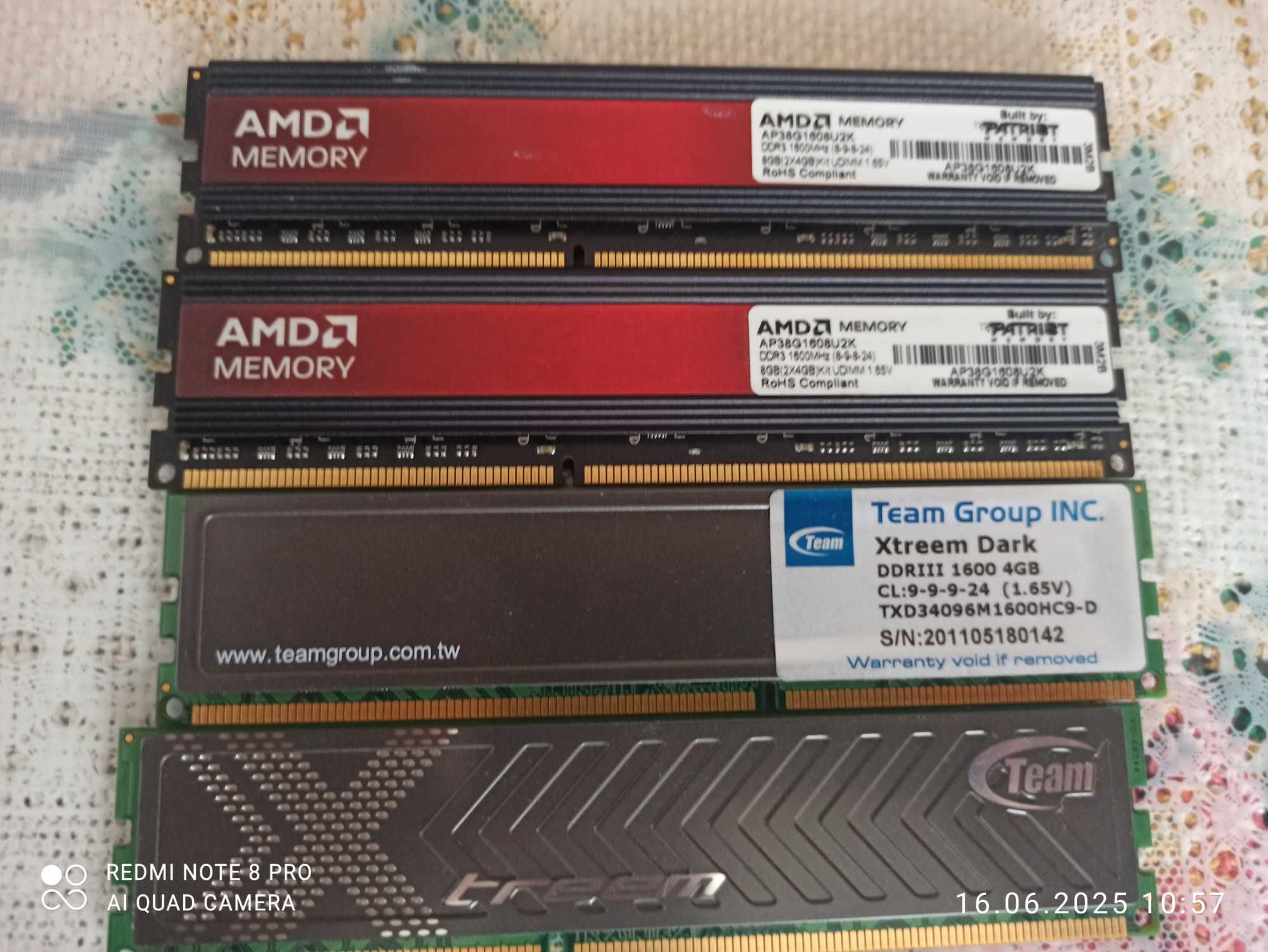 DDR3 4ГБ, 4 планки