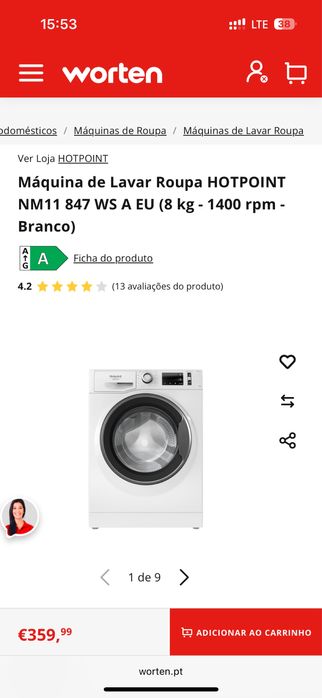 Maquina de lavar roupa Hotpoint ariston
