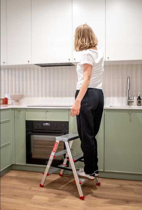 NOWA Drabina Aluminiowa 3 Stopniowa Składana Domowa Podest + GRATIS