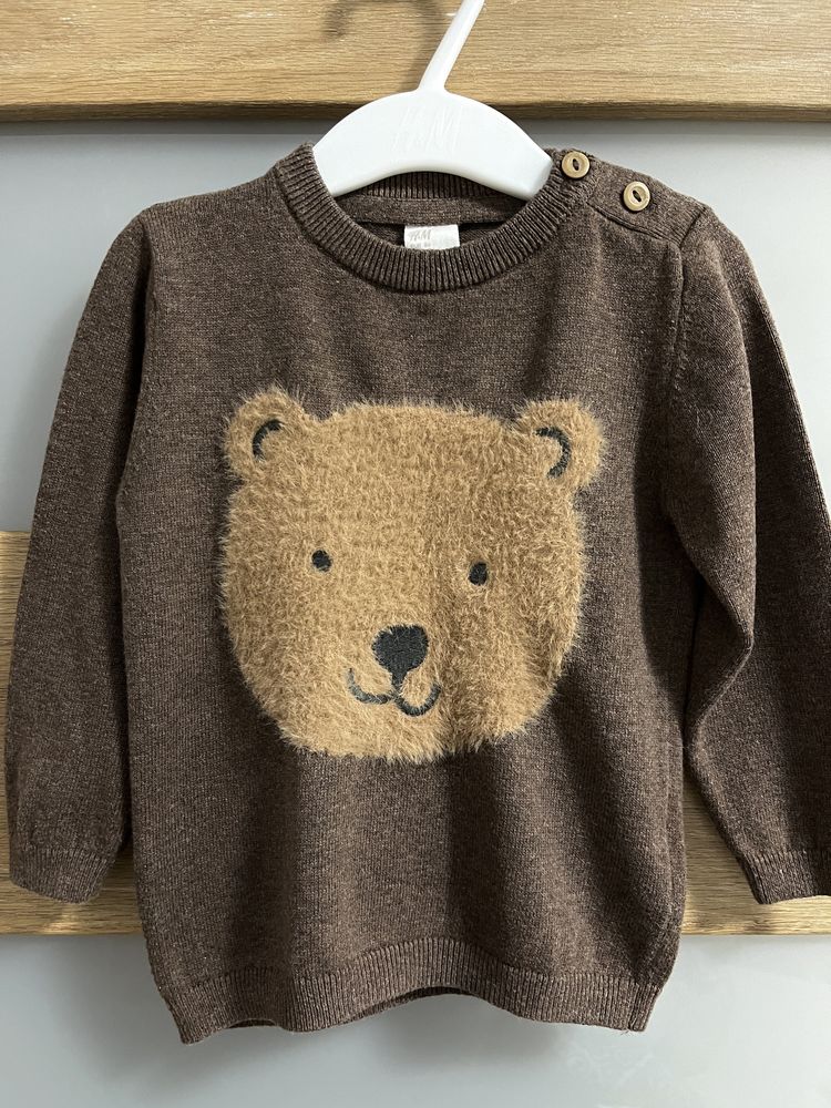 Cienki sweter z Misiem H&M rozmiar 86