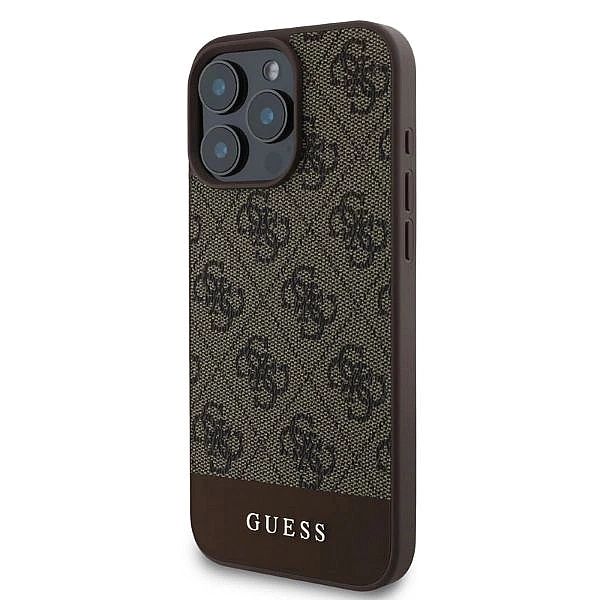 Etui Guess 4G Bottom Stripe na iPhone 16 Pro - brązowe