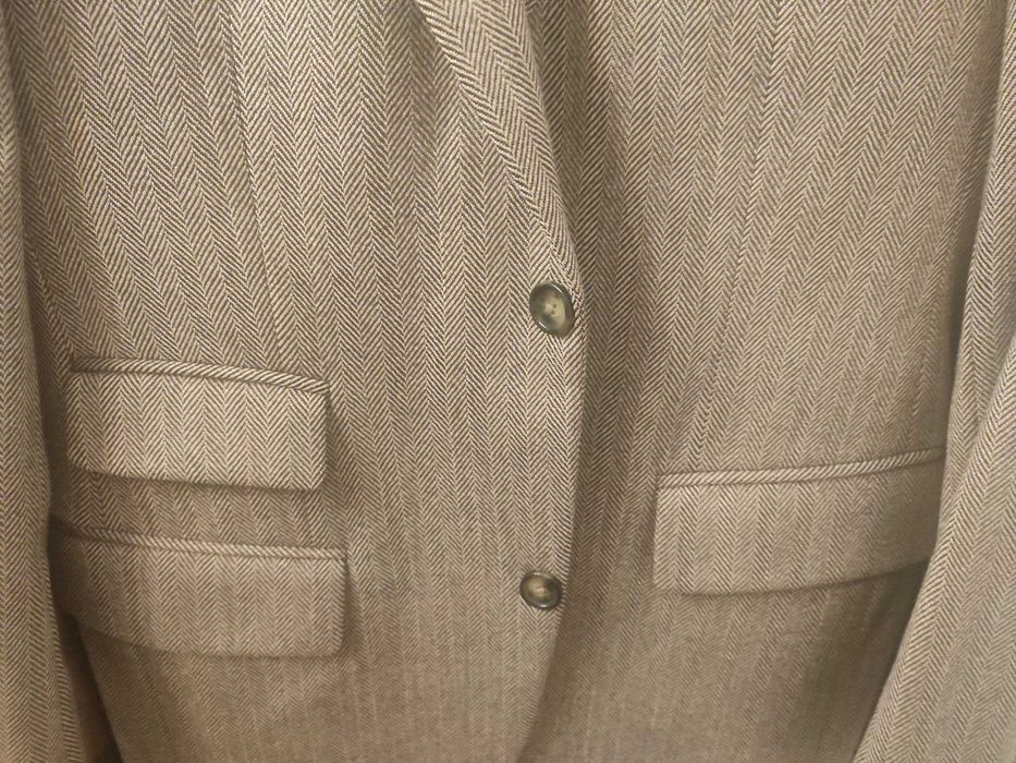 Blazer espinhado tom de castanho com cotoveleiras camurça - Novo