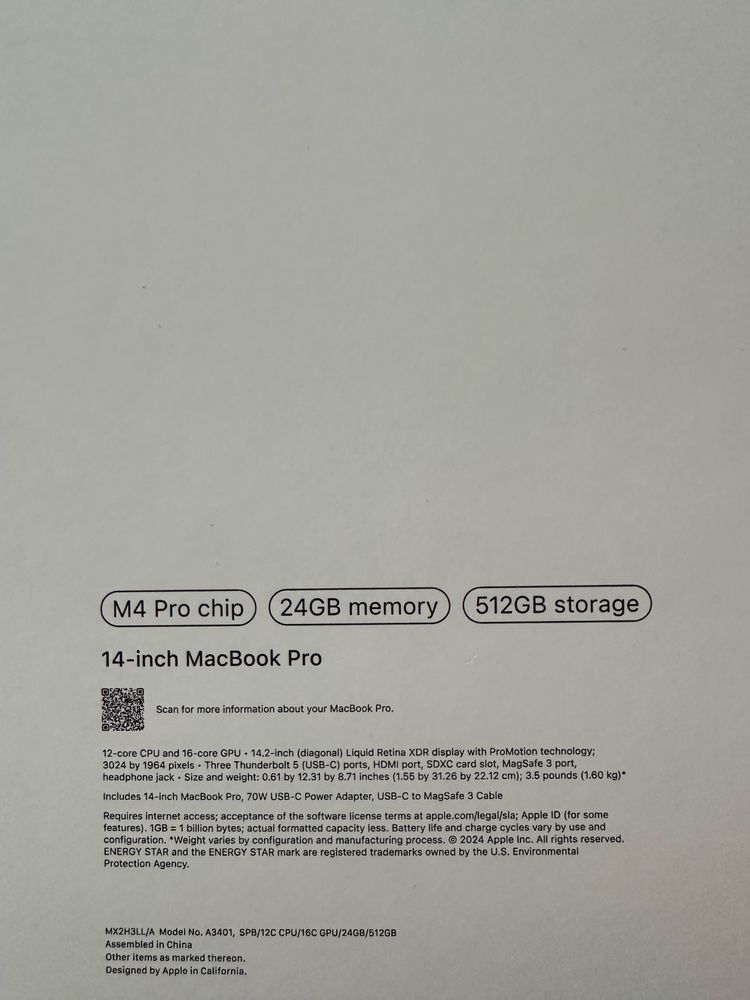 NEW MacBook Pro 14" M4 Pro 24, 512 Space black без мдм