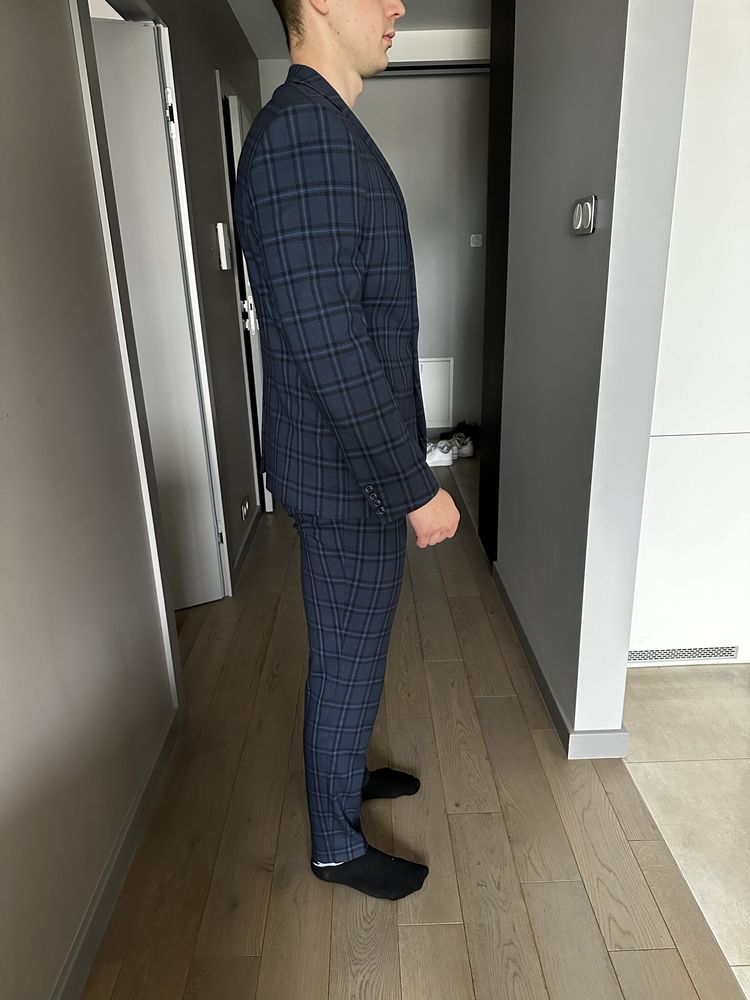 Garnitur granatowy w kratkę Giacomo Conti