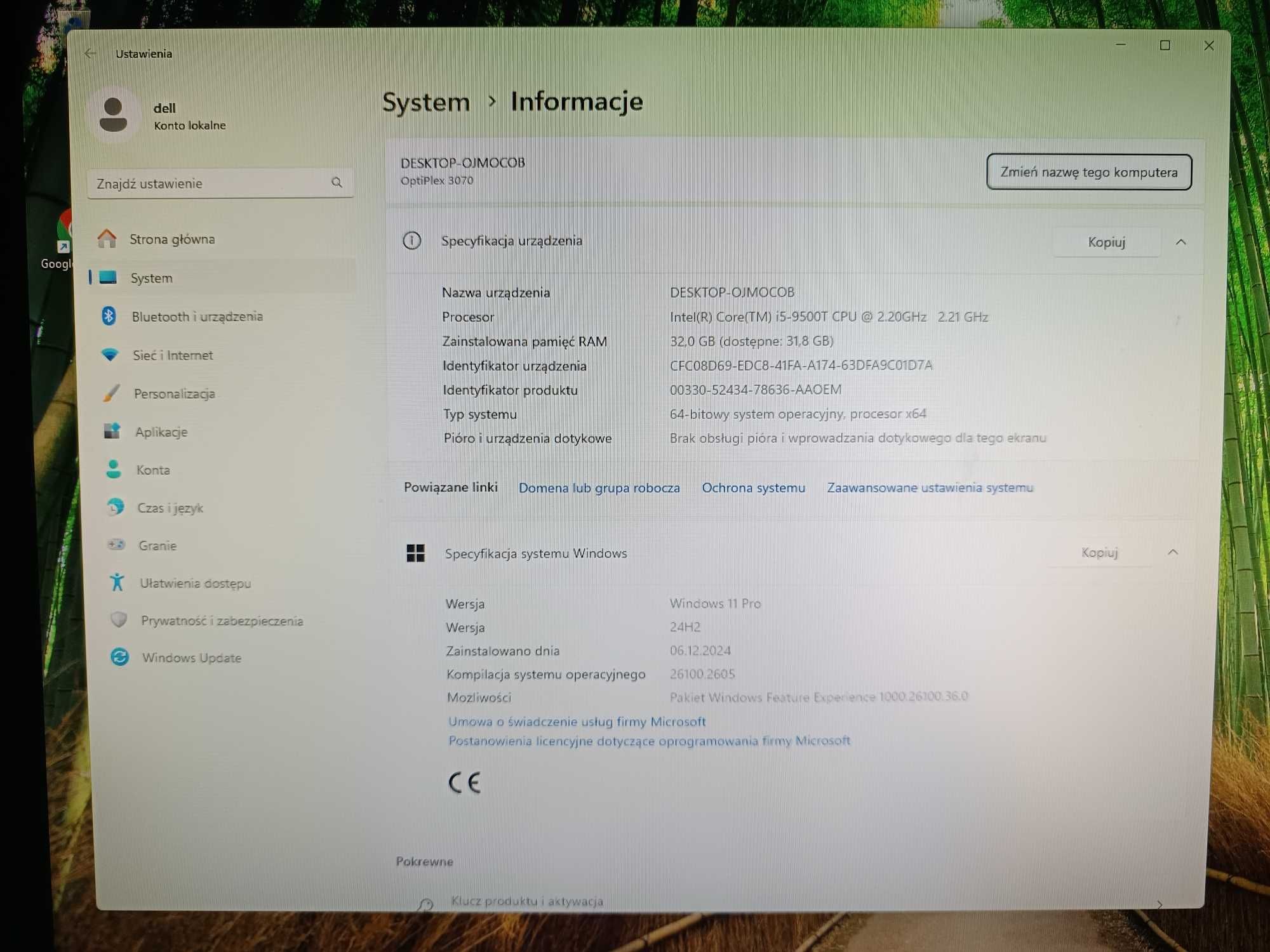 Dell OptiPlex 3070 Micro i5-9gen ram 32GB 240GB SSD m2 Win 11 Pro