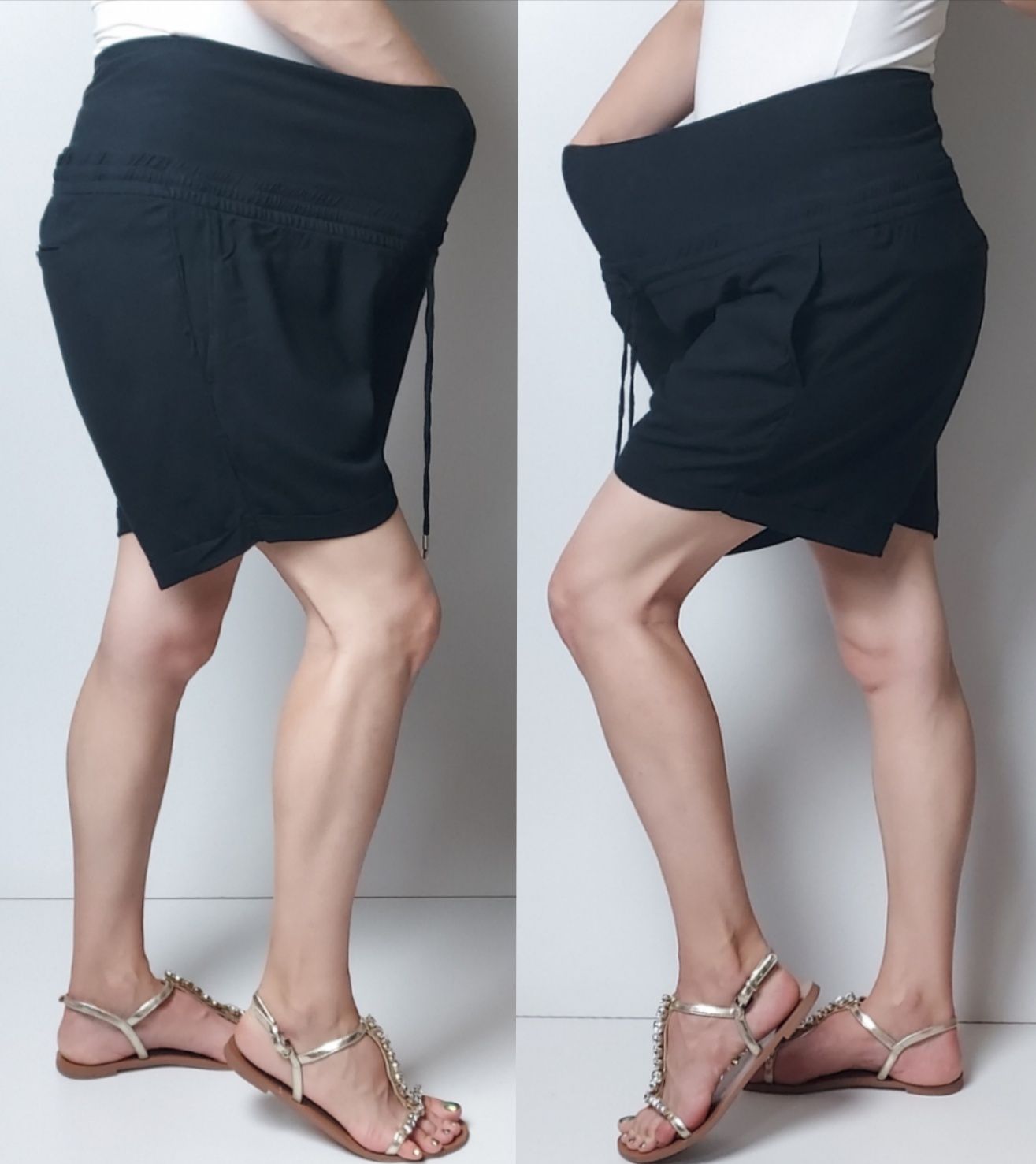 H&M MAMA_czarne ciążowe spodenki_46/3XL