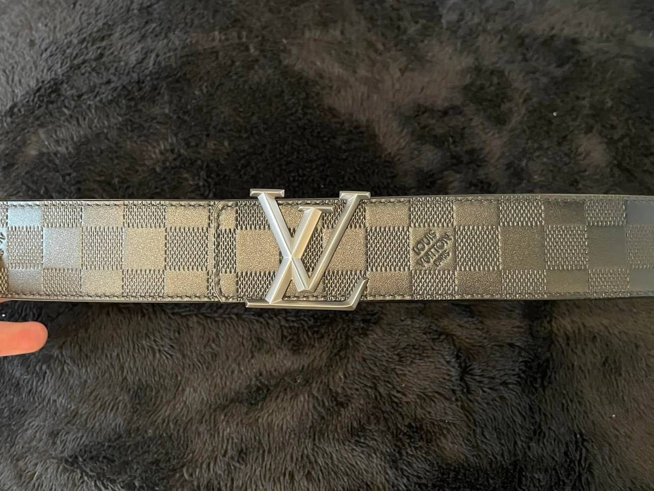 Pasek Louis Vuitton czarny srebrna klamra