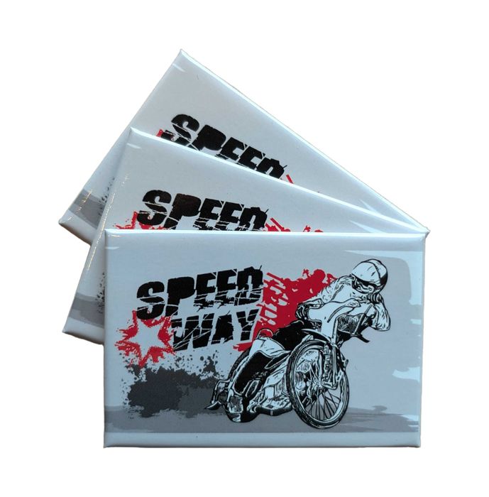 Magnes SPEEDWAY Żużel Biały Czerwony na lodówkę 8 x 5,5 cm
