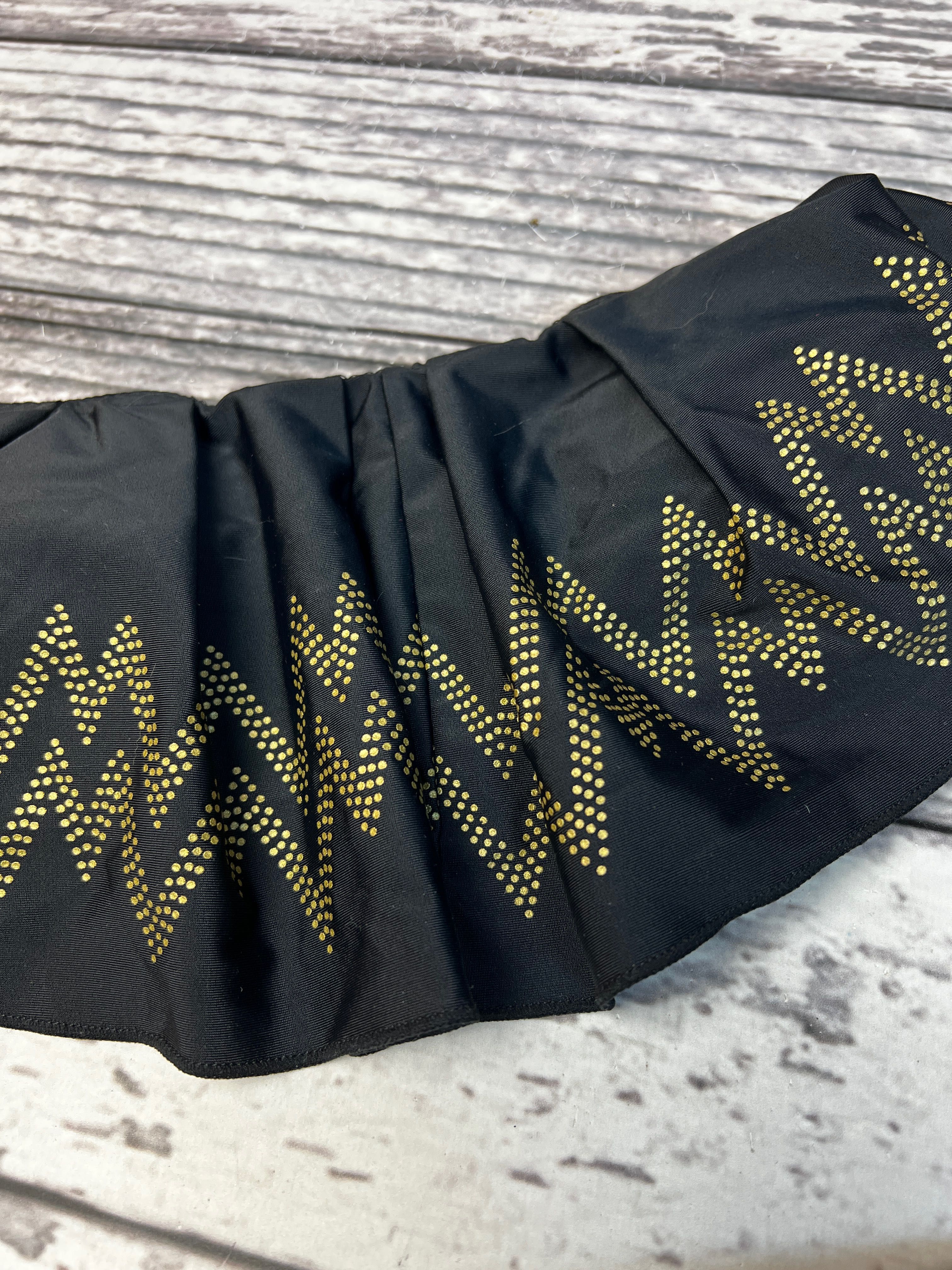 Strój kąpielowy bikini falbanka złoty print M