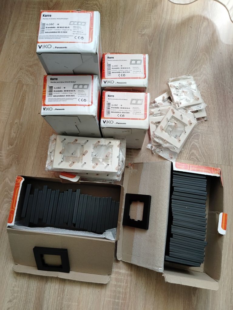 Zestaw 242 szt. Gniazdek, włączników, ramek itp. lista w opisie