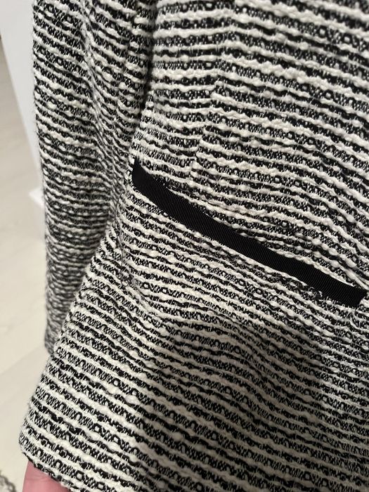 Marynarka tweedowa H&M czarno-biała, krótka boucle