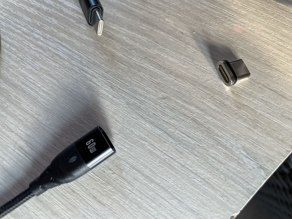 Шнур з магнітом Type-C - Type-C з перехідником USB Type-A в комплекті