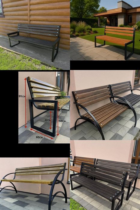 АКЦІЯ! Лавка лофт зі спинкою, кована лавка, паркова лавочка, скамейка