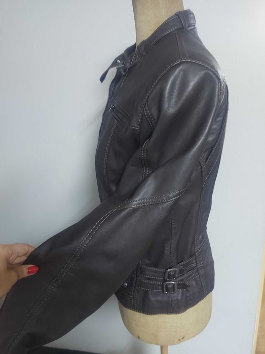Czekoladowa skórzana kurtka rozm. L