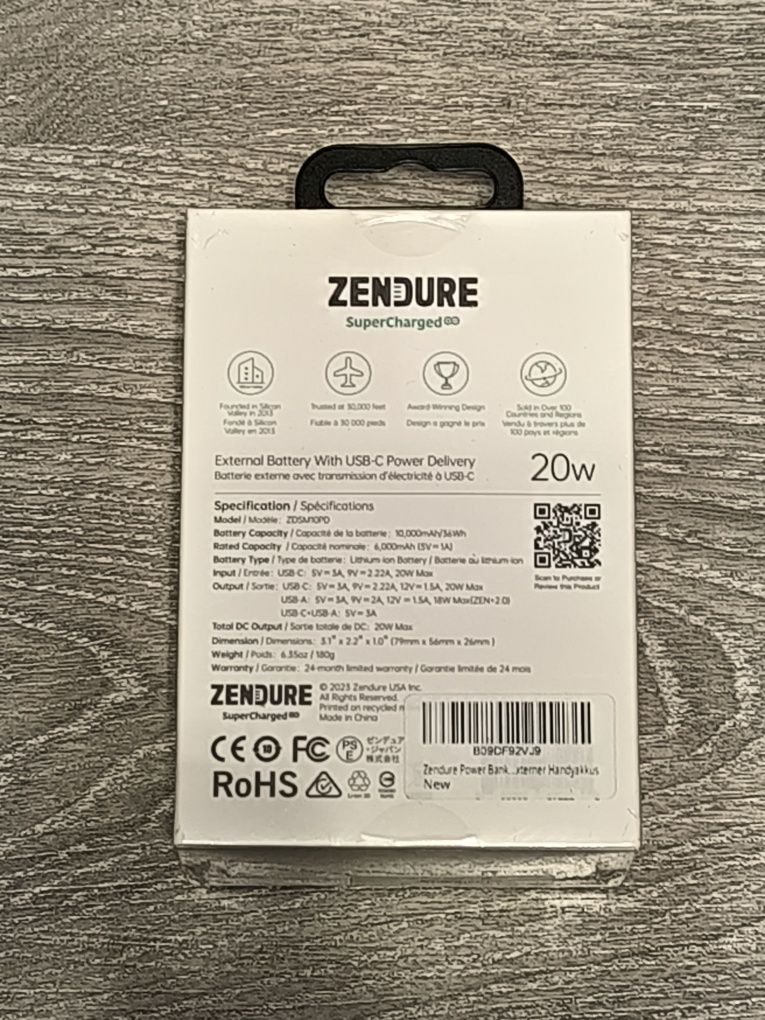 Power Bank ZENDURE Super Mini External Battery With USB-C 10000mAh 20W