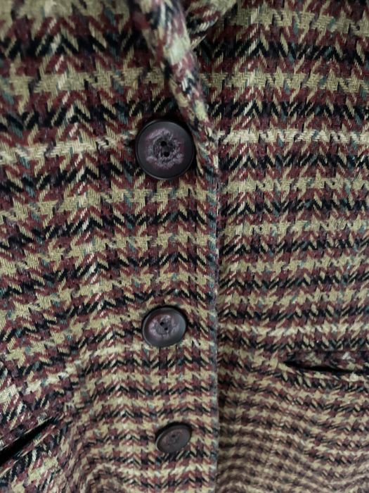 Stylowa marynarka żakiet w kratę dłuższa wełniana 100 % wool 42