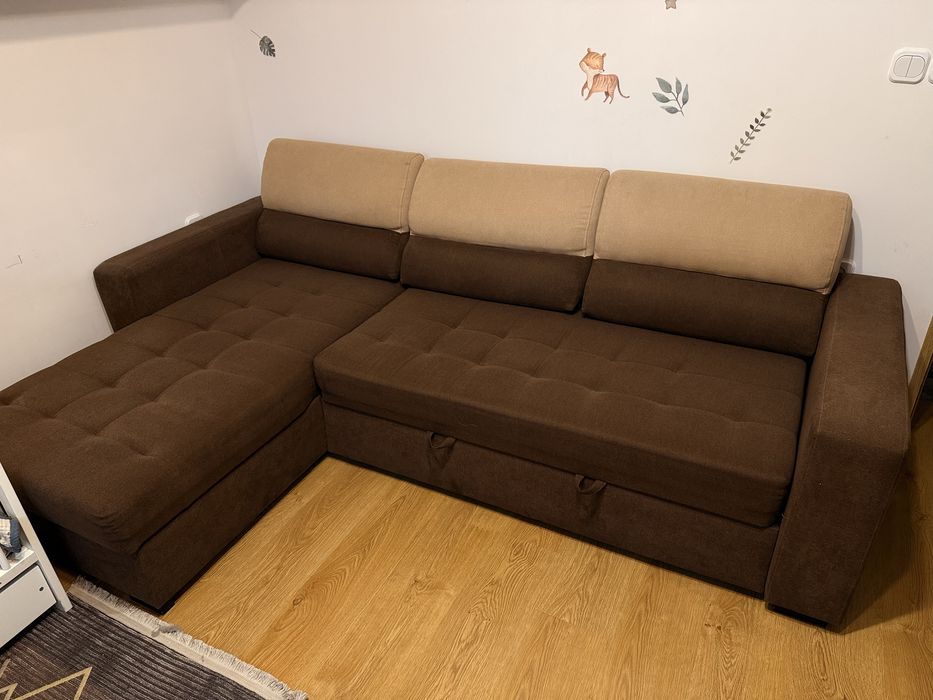 Sofa narożna z funkcją spania i pojemnikiem 160х200