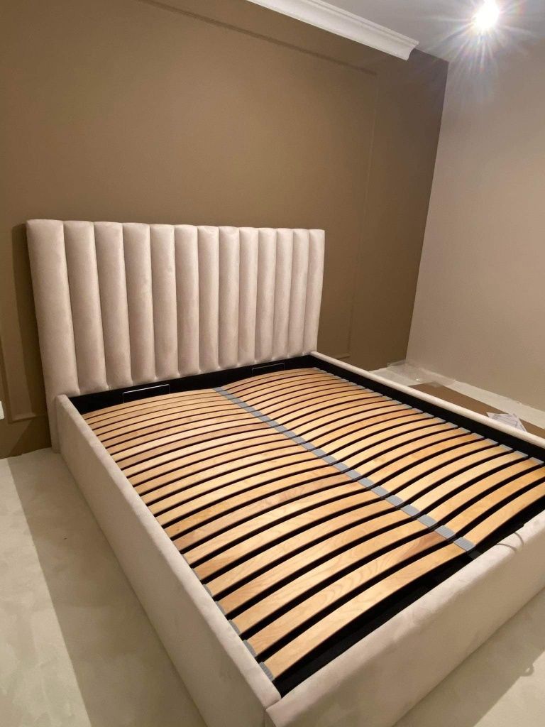 Łóżko łoże tapicerowane półwałki welur panele stelaż pojemnik velvet