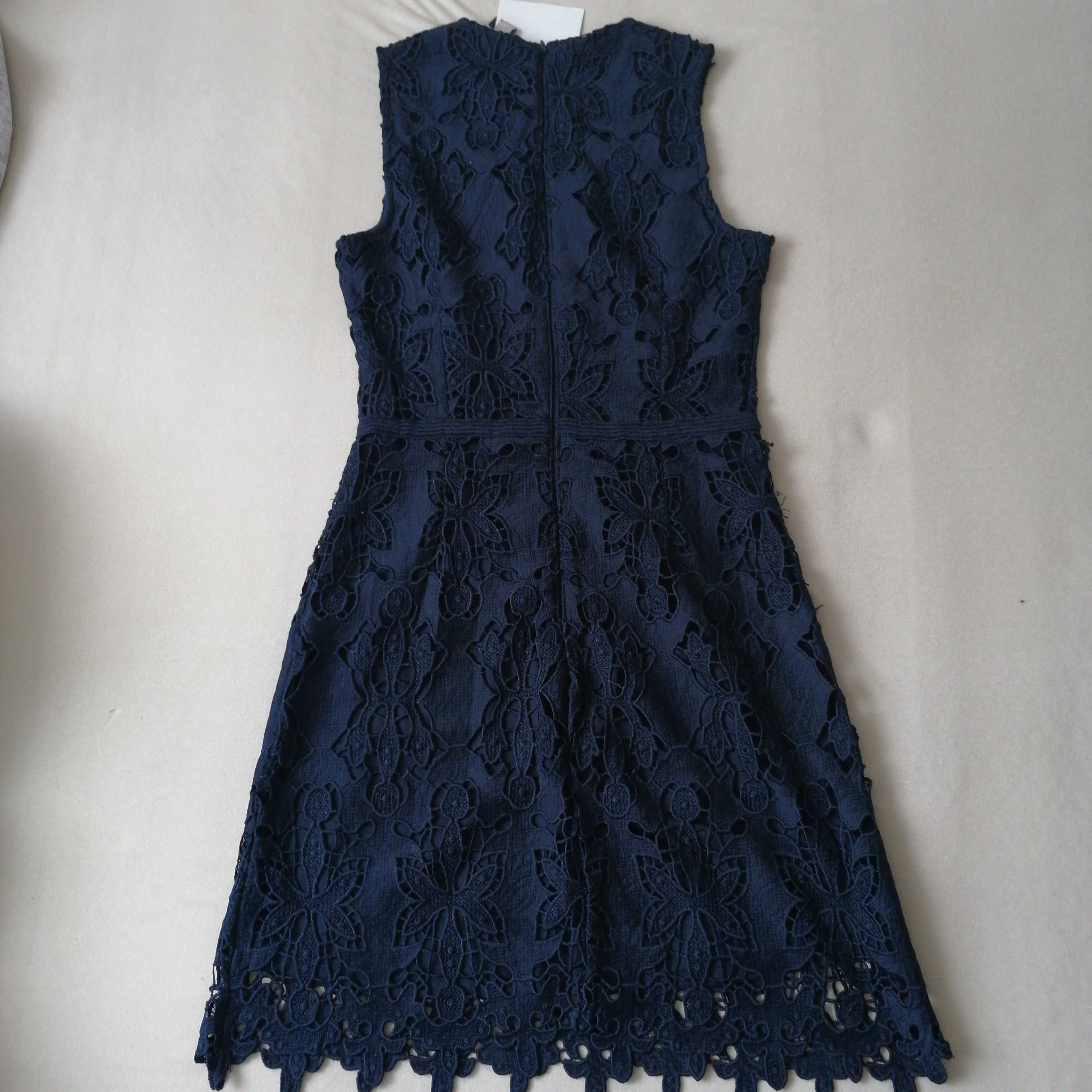 Nowa sukienka azurowa xs h&m 34 granatowa