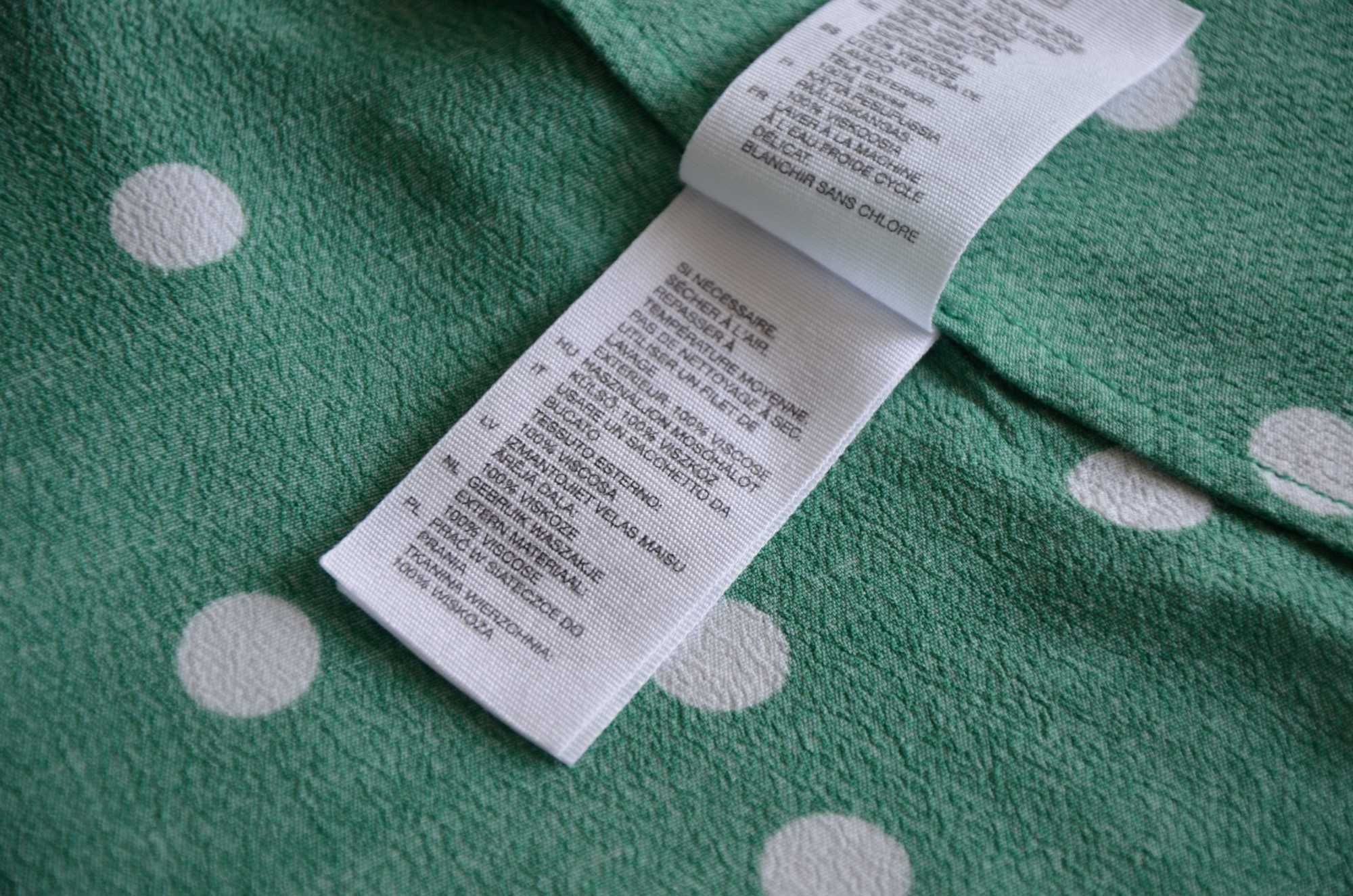 & Other Stories zielona kopertowa sukienka kropki groszki retro 36 S