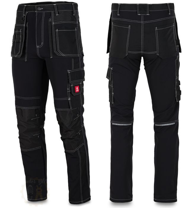 Spodnie robocze ochronne ELASTYCZNE SLIM kieszenie zewnętrzne 5XL 60