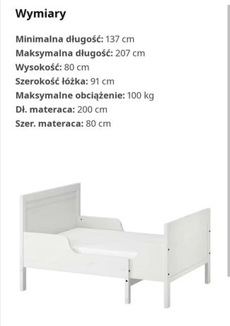 Łóżko dziecię Ikea SUNDVIK wraz z materacem.