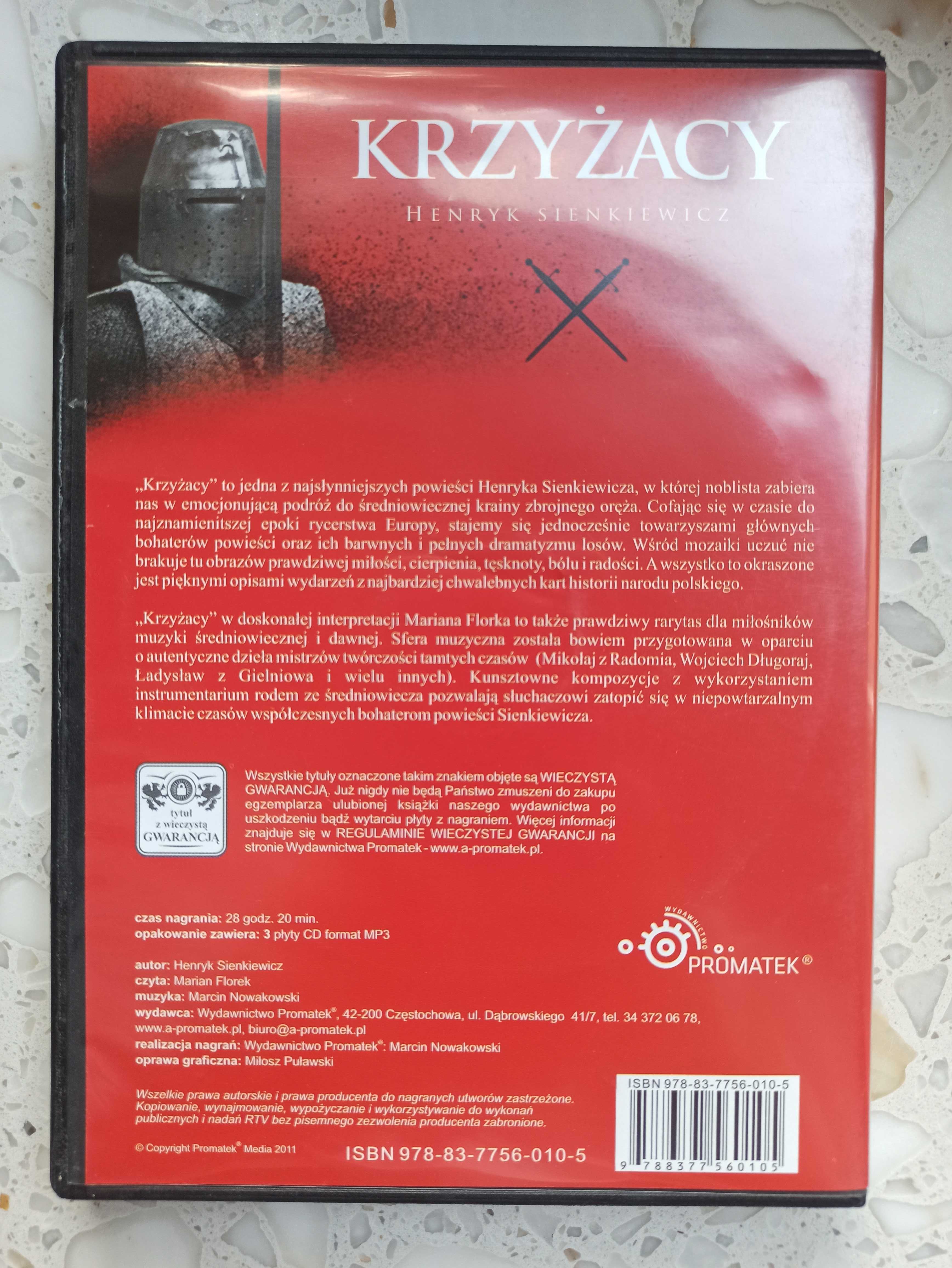 Audiobook "KRZYŻACY" Henryk Sienkiewicz (3 płyty CD-MP3)