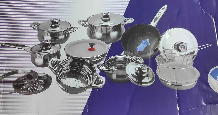 Komplet garnków beczułki solidne Bohmann 21el duży zestaw indukcja gaz