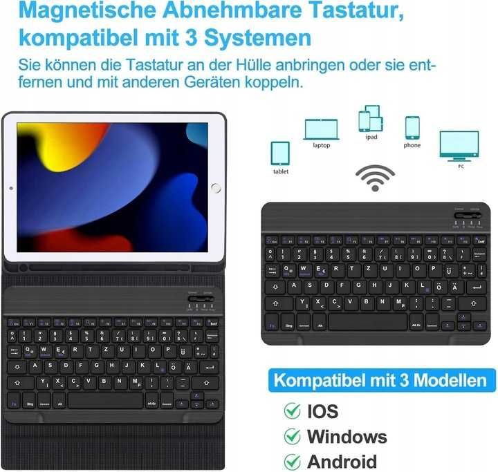 SENGBIRCH Etui na iPad 10.2 z klawiaturą QWERTZ
