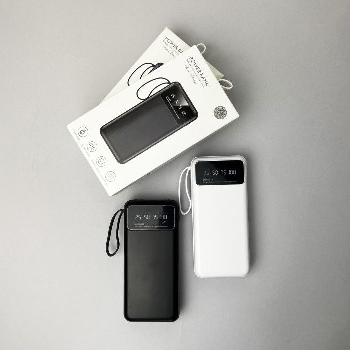 Power Bank Super з кабелем USB+Micro+Type-C+Lightning (20000mAh) Білий