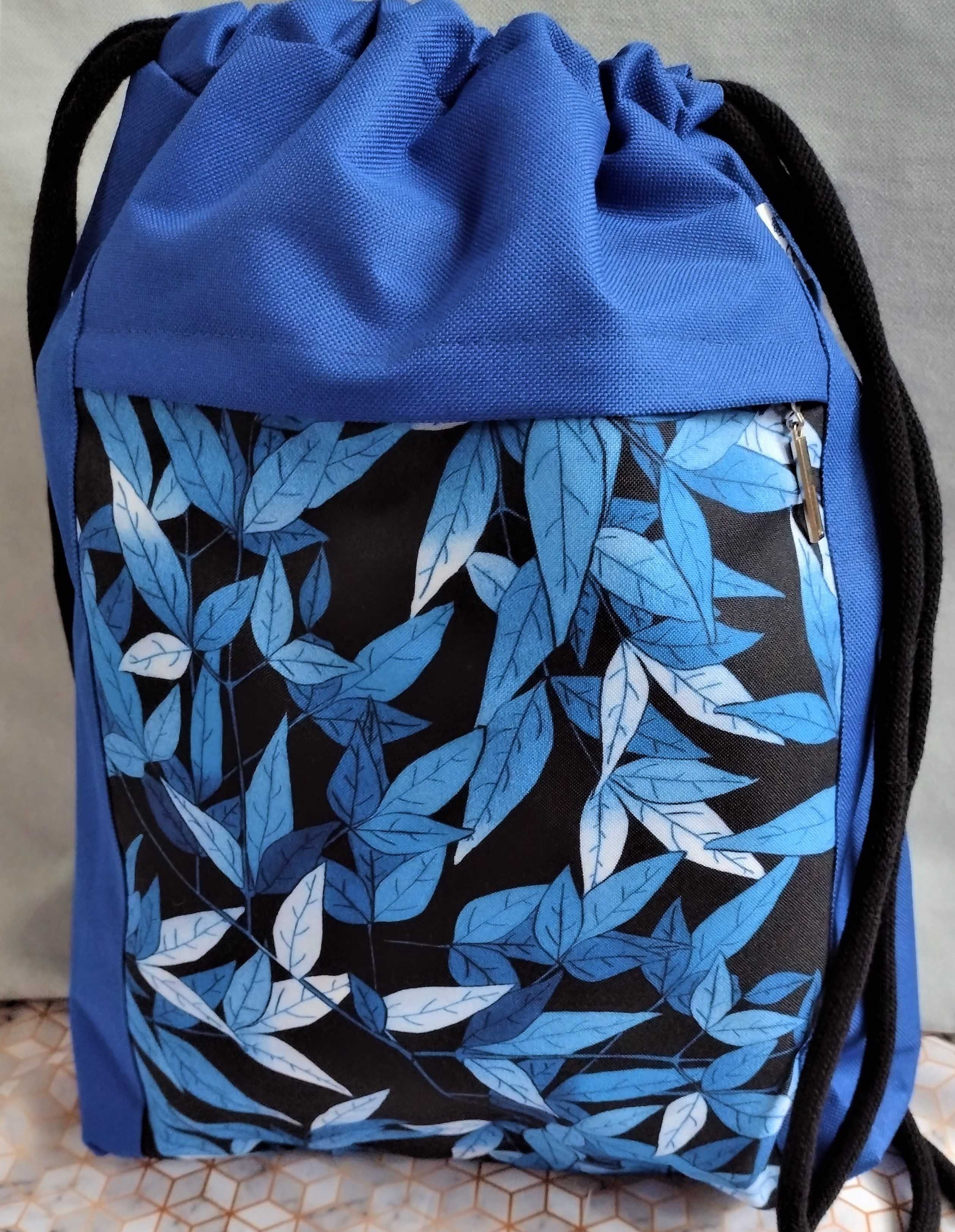 Workoplecak wodoodporny plecak na plecy niebieski chabrowy liście