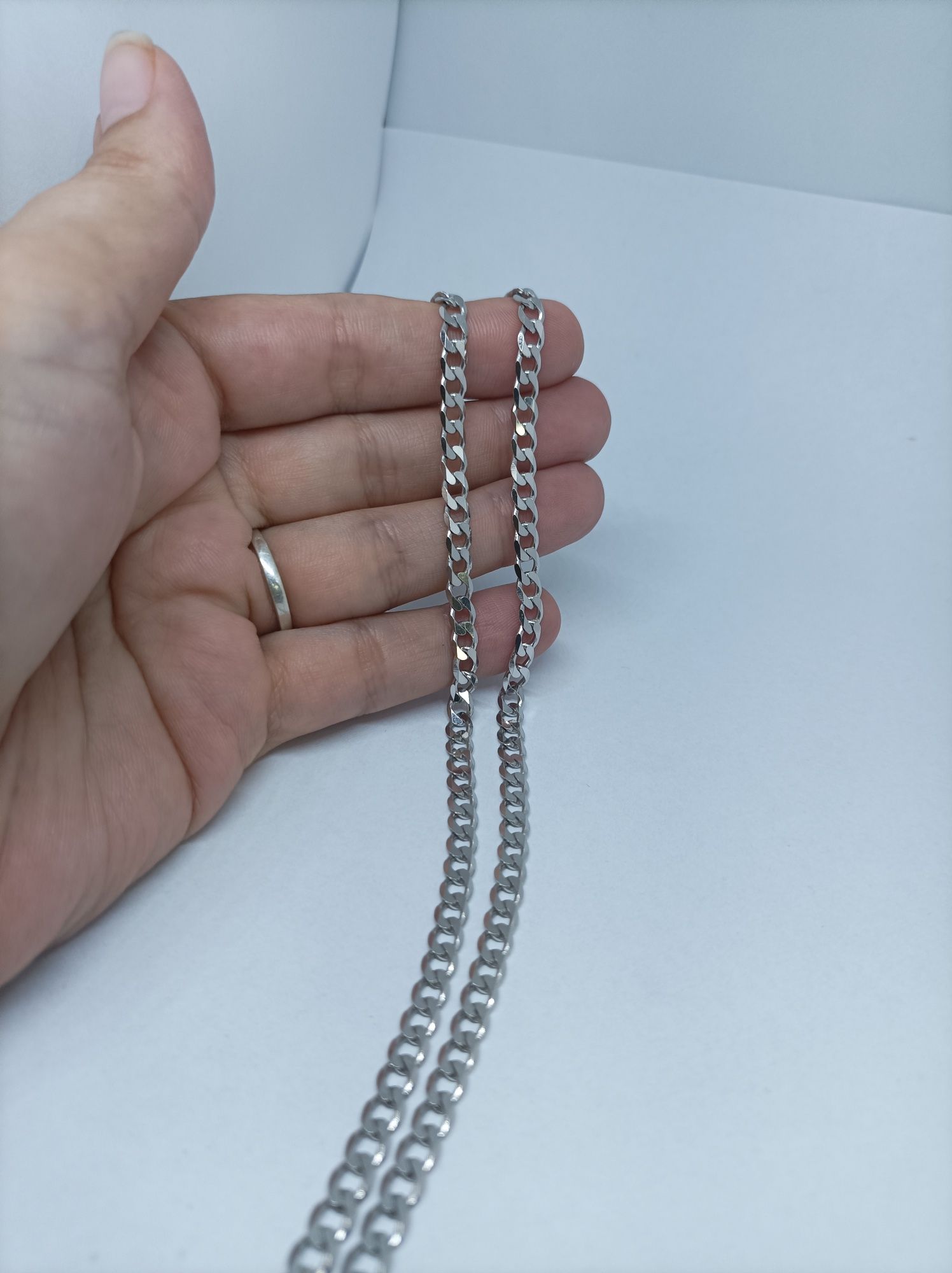 Srebrny łańcuszek rodowany splot pancerka srebro  925 długość 50 cm