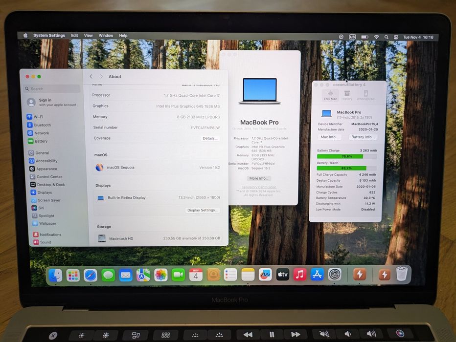 MacBook Pro, 2019/2020, 13", і7,  8/256 ГБ.