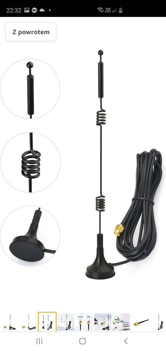 Bingfu dookólna antena WiFi 9dBi MIMO RP-SMA dwuzakresowy 2,4 GHz 5,8