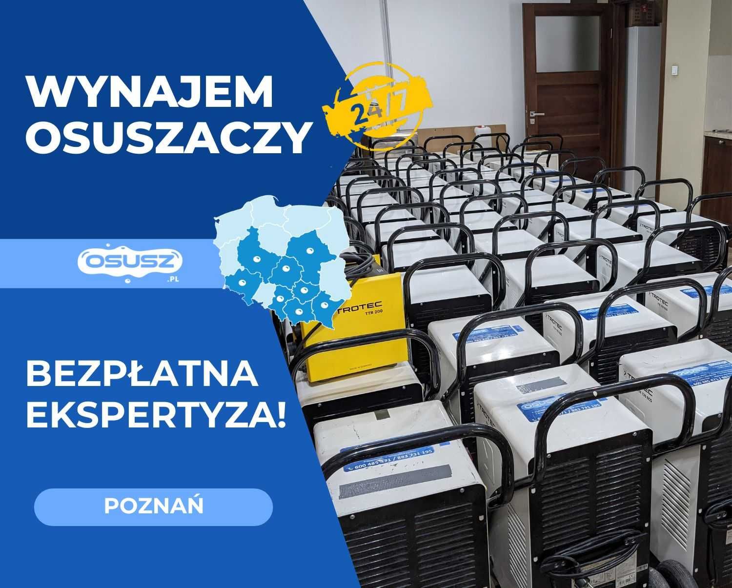 WYNAJEM osuszaczy powietrza, osuszacz, osuszanie ścian, tynków