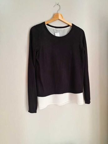 Czarno biała bluzka damska sweterek H&M rozmiar M/L